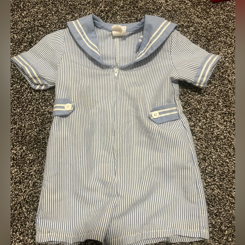 Vintage Nautical Striped winnie the pooh romper
